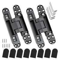 2 Packs 6Inch Hidden Door Hinges 3-Way Adjustable Butt Hinges Concealed Hinges Black