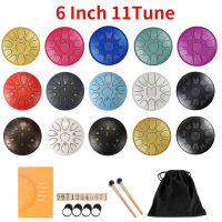 6 Inch 11 Tune Steel Tongue Drum Percussion Musical Instrument Hand Tank Drum with Bag Drumsticks Tongue Drum for Beginner