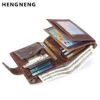 Men Passport Cover Pouch Short Mini Wallet Business Card Holders Male Coin Purse Men Wallets Genuine Leather Clutch Wallet