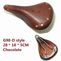 G98-D MTB Retro Vintage Bicycle Saddle Pure Leather Mountain Road Bike Cushion Cycling Saddle Seat 28*17*5cm