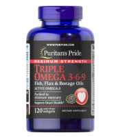 Puritans Pride Maximum Strength Triple Omega 3-6-9 Fish, Flax &amp; Borage Oils / 120 Softgels