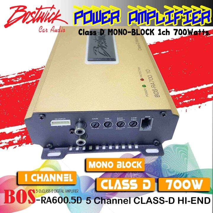 ถูกสุด-bostwick-รุ่นbos-ra700-1d-gold-series-เพาเวอร์แอมป์-class-d-mono-block-1ch-กำลังขับ-700-watts-ขั้วไฟใหญ่-ใส่สายใหญ่ได้-คุณภาพเสียงดี-ไพเราะ-นุ่ม-เบสหนัก