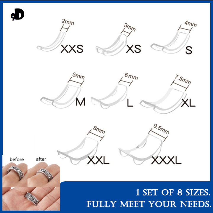 8 Sizes Silicone Invisible Ring Size Adjuster Reducer Ring Sizer