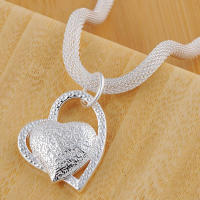 DOTEFFIL 925 Sterling Silver 18 Inch Double Heart Pendant AAA Zircon Necklace For Women Fashion Wedding Charm Jewelry