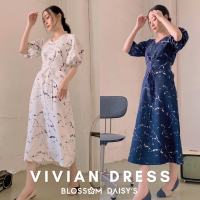 (SALE) Vivian Dress เดรสยาวสไตล์มินิมอล ดีเทลจั๊มแขนพองๆนิดๆ มาพร้อมเข็มขัดคอร์เซ็ทสีเดียวกับชุด ใส่แล้วน่ารักม้ากกก