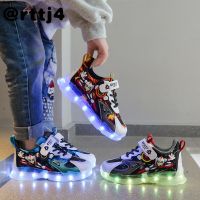 rttj4 Readystock 2021 new luminous sneakers for boys and girls, LED ghost dance luminous shoes, USB charging luminous shoes, light shoes for men and women, size 21-34 kasut