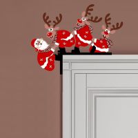 Christmas Door Frame Decoration Santa Claus Wooden Christmas Decorations Happy New Year 2023 Door Frame Trim Wood Xmas Decor