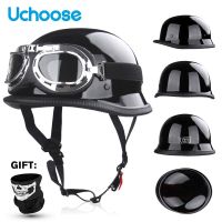 Uchoose German Motorcycle Helmet Casco Moto Multicolor Retro Half Helmet DOT Certified Gift Retro Goggle Mask Size M-XXL