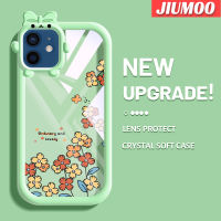 เคส JIUMOO สำหรับ iPhone 12 iPhone 12 Pro Max เคสแฟชั่นลายดอกไม้สวยงามสีสันสดใสน่ารักกล้องมอนสเตอร์ตัวน้อยนิ่มสำหรับเลนส์กันกระแทกแบบใสเคสมือถือฝาครอบป้องกันซิลิโคนแบบเรียบง่าย