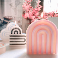 3D Epoxy Resin Handmade Soap Candle Molds For Candle Making DIY Striped Rainbow Arch Candle Molds Silicone