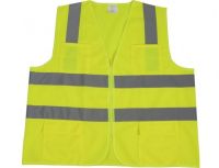 เสื้อจราจรผ้าแฟบริค(มีกระเป๋า) รุ่น GR-6666PK สีเขียว แถบสีเงิน Fabric Safety Vest Mod. GR-6666PK YAMADA