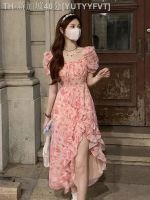 【hot】﹍▫❇  Puff Sleeve Irregular Print Dresses for Ruffled Korean Fashion Floral 2023