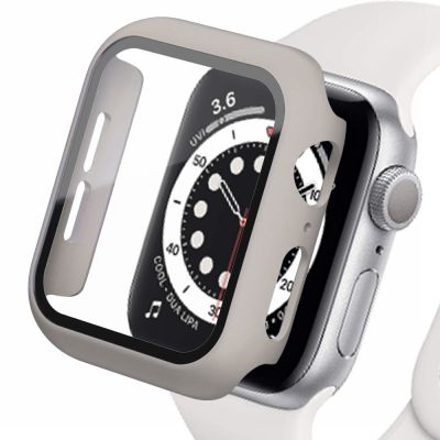 เคสสำหรับ Apple Watch ซีรี่ส์หน้าจอ7 8 41มม. 4 Se Iwatch 5กันชน45มม. 38/42กระจก6ชิ้น + ฝาครอบ3อุปกรณ์เสริมตัวป้องกัน