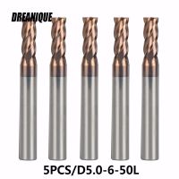 คุณภาพสูง HRC55ทังสเตนเหล็ก End Mills 5ชิ้นล็อต D5-6-50สี่หัวขลุ่ย CNC เครื่องตัดคาร์ไบด์ End Mills