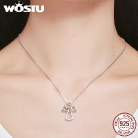 WOSTU New Arrival 925 Sterling Silver Guardian Angel Chokers Necklaces for Women Fashion S925 Pendant Jewelry Gift FIN123