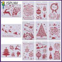 ISPLNV 12ชิ้นงานฝีมือ DIY ElkandSanta Claus อัลบั้มตกแต่งประทับตราภาพวาดลายฉลุหลายชั้นเทมเพลตอัลบัมรูปสุขสันต์วันคริสต์มาส