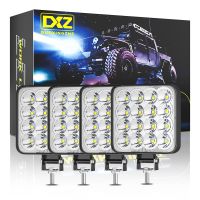 DXZ 4pcs 12V 24V Car LED Work Light Bar 4X4 Offroad Headlight 16SMD 48W Spotlights for SUV ATV Motorcycle Truck Auto Bulbs