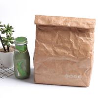 Foldable Reusable Leakproof Paper Lunch Food Bag Container Portable Kids Boy Women Thermal Cooler Insulated Kraft