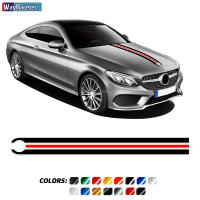 รถสติกเกอร์ Bonnet Stripes Decal สำหรับ Benz W204 W205 W176 W177 A45 W213 W211 C63 AMG A C E CLA GLA GLC CLS