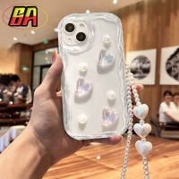 เคส A17K A17สำหรับ OPPO A7 A12 3D A5S ลาย Reno 4G A93 5F Reno 4G A92 A52 A72การ์ตูนแฟชั่นไข่มุกน่ารักรักโปร่งใสพร้อมสายรัดข้อมือเคสนิ่มใส่โทรศัพท์ป้องกันการกระแทกฝาครอบด้านหลัง