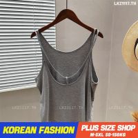 Plus size tanktop❤ เสื้อสายเดี่ยวสาวอวบ ไซส์ใหญ่ ผู้หญิง cotton ทรงหลวม คอวี เว้าหลัง สีพื้น ฤดูร้อน สไตล์เกาหลีแฟชั่น V728