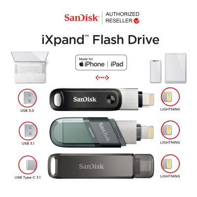 SanDisk iXpand Flash drive 64-256GB  แฟลชไดร์ฟ สำหรับ iPhone iPad ไอโฟน ไอแพด เมมโมรี่ แซนดิส สำรองข้อมูล OTG SDIX60N SDIX70N SDIX90N