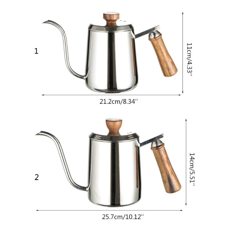 300600ml-สแตนเลสกาต้มน้ำกาแฟ-gooseneck-spout-pour-over-บางปาก-r-หม้อชา-scale-ไม้-handle