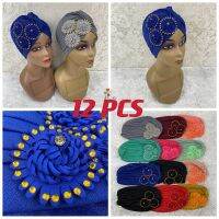 【YF】 Sales Latest Women Elegant Diamond Flowers Turbans For Pleated Muslim Headscarf Bonnet Breathable Summer Turban