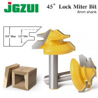 【DT】hot！ 1Pc 45 Lock Miter Router Bit 8Inch Shank Woodworking Tenon Milling Cutter Drilling Wood Carbide Alloy