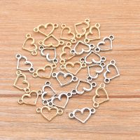 80PCS 8X14mm 2 Color New Hollow Hearts Connector Small Charms Pendant Jewelry Metal Alloy DIY Necklace Bracelet Earrings Marking