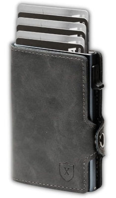 Xclusive Leather Slim Wallet for Men | Trifold RFID Wallet | Luxurious Card Holder &amp; Minimalist Wallet with Money Clip | Blend of Luxury &amp; Utility in Men’s Wallets Dark Grey