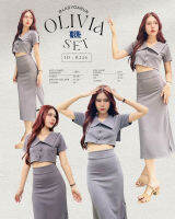 Olivia(โอลิเวีย) ชุดเซ็ท2ชิ้น เสื้อครอปคอปก ชุดเซ็ทพร้อมกระโปรงยาว ผ้าwoolwave สวยเรียบ งานดี [LDR B224]