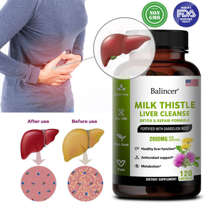 Balincer Milk Thistle 2600 mg Milk Thistle and Dandelion Root for liver