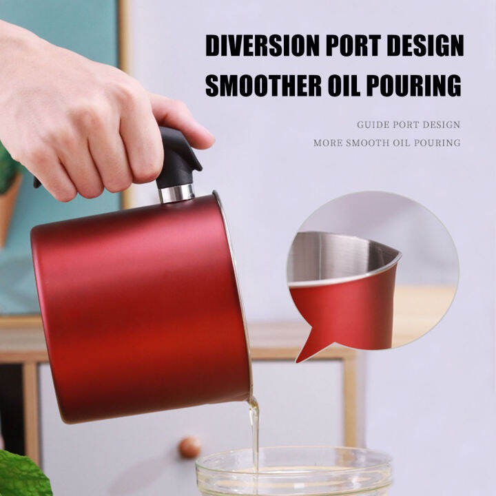 Home Kitchen Frying Oil Filter Pot with Tapered Inverted Diversion Port