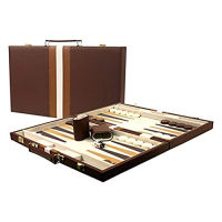 DA VINCI Large 18" Leatherette Backgammon Set - Brown