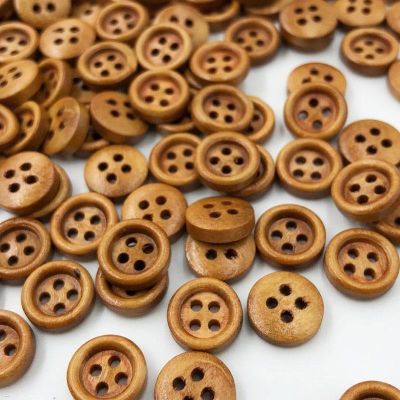 50/100pcs 8mm Mini Brown Wood Buttons 4 Holes Craft Clothe Sewing Decor Button WB532