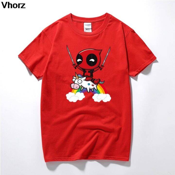 new-summer-deadpool-unicorn-cartoon-t-shirt-mens-funny-shirt-man-woman-sleeve-clothes-100-cotton-gildan