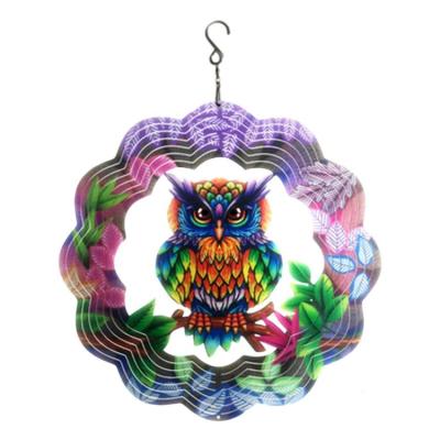 Owl Wind Spinner 3D Colorful Owl Garden Spinner Hanging Wind Spinners Outdoor Metal Craft Wind Catcher Yard Art Spinner Decor Kinetic Patio Bird Ornaments forceful