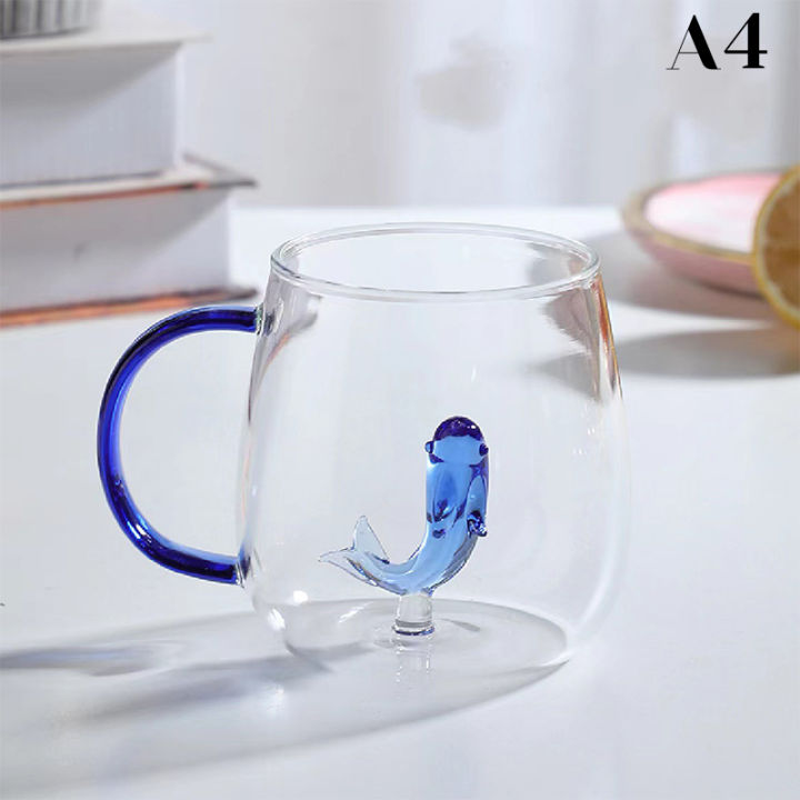 3D Rose Glass Cup with Handle Household Breakfast Cup for Juice