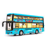 รถลากรถบัสโมเดล1/50 Diecast พร้อมของขวัญของเล่นเพื่อการศึกษาไฟดนตรีเด็ก