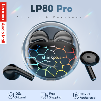 Lenovo LP80 Pro หูฟังหูฟังบลูทูธ True Wireless RGB ไลท์ HD สเตอริโอเวลาแฝงต่ำเล่นเกมกีฬาพร้อม5.3บลูทูธไมโครโฟน