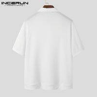 Incerun เสื้อโปโล คอปก แขนสั้น แฟชั่นสไตล์เกาหลี สําหรับผู้ชาย 2 สี