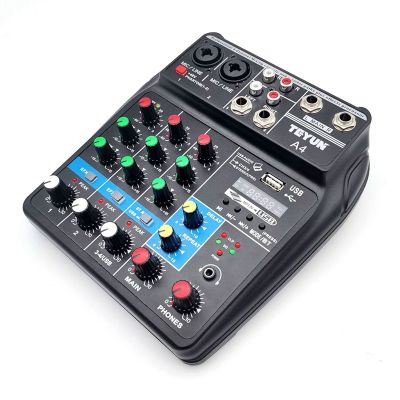 TEYUN A4 Microphone Digital Mixer DJ Live Broadcast KTV Microphone Recording Effector Mixer 4-Channel Small Audio Mixer