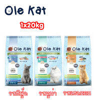 ส่งฟรี! ชุด 1kg 20 ถุง Ole Kat โอเล่แคท อาหารเม็ดสำหรับแมว อายุ 1 ปีขึ้นไป