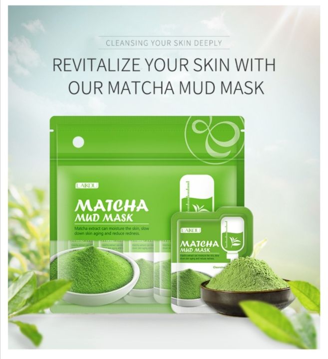 มาส์กโคลนชาเขียว-มีดินเกาลินดูดสิ่งสกปรกบนใบหน้า-matcha-mud-mask-5g