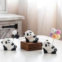 Cute Panda Incense Burner Animal Miniature Decorative Collection Kawaii Glossy Panda Censer Holder Figurines Home Desk Ornaments