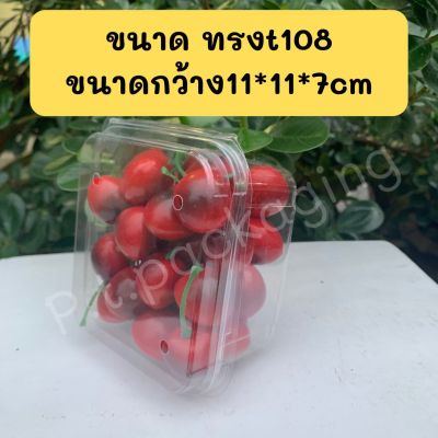 กล่องใสใส่ผลไม้ 200-250กรัม รหัสT108 เจาะรู แพ็ค50ใบ ((รหัสT108))