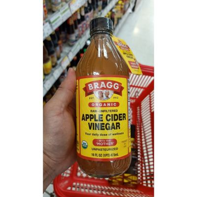 อาหารนำเข้า🌀 America fermented vinegar from Apple Far Far Fu Fu Bragg Organic Apple Cider Vinegar with Mother 473ml