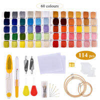 20212020 New 60 Colors Cross Stitch Thread Bamboo Hoops Embroidery Kits Embroidery Cross Stitching Punch Needle Starter Sets