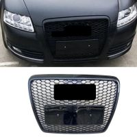 All black or fully plated Front bumper honeycomb grill For Audi A6 C6 2006-2011